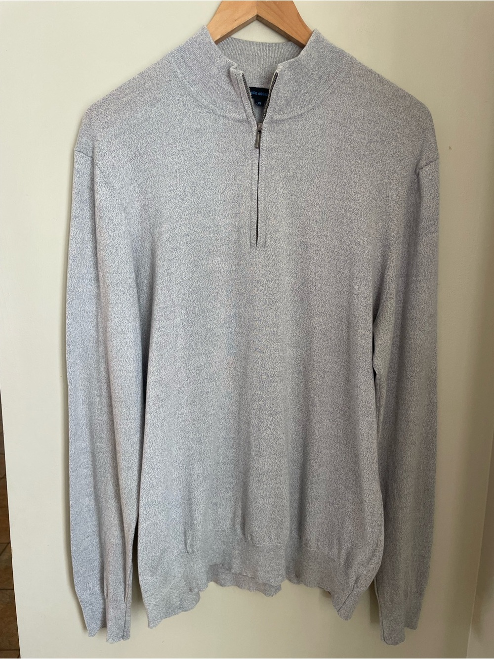 Patrick Assaraf Gray Cashmere Silk Cotton Half Zip Pullover Sweater XL Office
